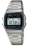 Casio A158WA Vintage Uni-Uhr Digital mit Edelstahlarmband, silber