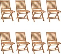 vidaXL Klappst&uuml;hle mit Kissen, 8-teilig, Massivholz Teakholz