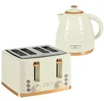 HOMCOM Wasserkocher-Toaster-Set mit 1,7 L Wasserkocher, 4 Scheiben-Toaster...