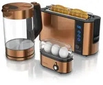 Arendo Fr&uuml;hst&uuml;cks-Set in Kupfer Optik, Wasserkocher + Eierkocher + Toaster -