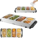 Steinborg Edelstahl Buffetw&auml;rmer Speisew&auml;rmer | 5 Speisebeh&auml;lter | stufenlosen