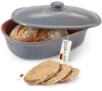 R&ouml;mertopf Brottopf oval MEDI 2,3 Liter - Brotkasten Blau-Grau aus Keramik -