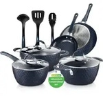 Induktie-Kochset mit Keramiktopf - 11-teilig - Blauw - Pfas-frei - Dunkelblau