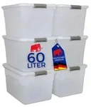 SuperSparSet 6x Aufbewahrungsbox mit Deckel & Rollen | Extra Gro&szlig;, 60 Liter |...