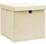 vidaXL Aufbewahrungsboxen mit Deckel 4 Stk. Creme 32x32x32 cm Stoff - Creme