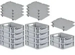 SparSet 10x Eurobox NextGen Grip mit Auflagedeckel inkl. 4 schwarzen
