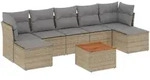 vidaXL 8-tlg. Garten-Sofagarnitur mit Kissen Beige Poly Rattan - Beige