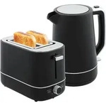 HOMCOM Wasserkocher Toaster Set Fr&uuml;hst&uuml;ck-Set mit 1,7L Wasserkocher Schwarz -