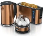 Arendo - Wasserkocher mit Toaster und Eierkocher SET Edelstahl Kupfer...