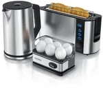 Arendo Fr&uuml;hst&uuml;cksset 3-teilig, 2-Scheiben Toaster, 6er Eierkocher,...