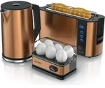 Arendo 3-teiliges Fr&uuml;hst&uuml;cks-Set, 2-Scheiben Langschlitz Toaster, 6er...