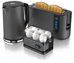 Arendo Fr&uuml;hst&uuml;cks Set in Grau - Wasserkocher / Langschlitz Toaster /...