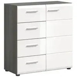 Salsa Sideboard 4 Schubladen 1 T&uuml;r wei&szlig; Hochglanz. - Wei&szlig;