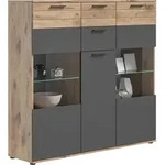 xonox.home - Highboard Mason 140x134x37 cm in Nox Eiche und Basalt grau - Sidebo -