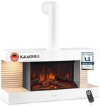 KAMINIO Elektrokamin LIZ mit Ofenrohr - Elektrischer Wandkamin mit Heizung,