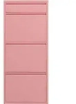 Kare Design Schuhschrank Caruso, Rosa, Stahl, mit 4 Klappen, Schuhablage f&uuml;r 6 Paar