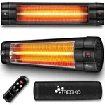 TRESKO Infrarot Heizstrahler 2500W schwarz mit Fernbedienung, Timer & Abdeckung 