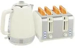 HOMCOM Wasserkocher Toaster Set mit 4 Scheiben Toaster, 1,7L Wasserkocher Creme...