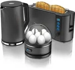 Arendo - Wasserkocher mit Toaster und Eierkocher SET Edelstahl Grau...