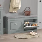 SoBuy Schuhbank mit Sitzfl&auml;che Sitzbank mit Stauraum und 2 Klappen, schmaler