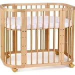 Babybett, Beistellbett aus Holz, 5in1 mit Matratze, Bel&uuml;ftet,Ohne Stoffset,Holz
