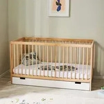 Babybett Kinderbett Gitterbett h&ouml;henverstellbar & herausnehmbare Sprossen Buchenholz