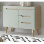 Sideboard "Isgard" in Pistazie matt und Scandi Eiche Kommode 107 x 83 cm - Gr&uuml;n