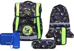 McNeill Schulranzen Bravo Schoolbag Set 9-teilig Dinopark schwarz neongr&uuml;n -