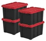 Iris Ohyama Heavy Duty Organisation Boxes, 21L, 4er-Set, Rot, Kompakt, Robust, S -