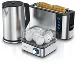 Arendo Fr&uuml;hst&uuml;cks-Set in silber - Wasserkocher mit Temperatureinstellung /...