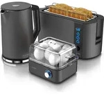 Arendo 3-teiliges Fr&uuml;hst&uuml;cksset - Wasserkocher 1,5l, 4-Scheiben Toaster, 8er