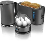 Arendo - Wasserkocher mit Toaster und Eierkocher SET Edelstahl Grau Wasserkocher 1,5L