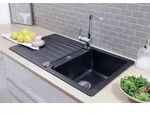 K&uuml;chensp&uuml;le Einbausp&uuml;le Sp&uuml;lbecken Granitsp&uuml;le 86 x 50 Schwarz Respekta Austin -