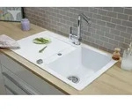 K&uuml;chensp&uuml;le Einbausp&uuml;le Sp&uuml;lbecken Granitsp&uuml;le 86 x 50 Wei&szlig; Respekta Austin -