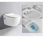 sp&uuml;lrandloses TAHARET Dusch WC inkl. Armatur und Soft-Close Sitz - Wei&szlig;