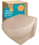 Calmwaters&reg; Erh&ouml;htes Wand WC sp&uuml;lrandlos Modern Plus mit Toilettendeckel, +6...