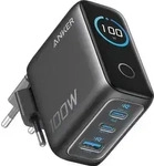 ANKER Charger 100W Ladeger&auml;t inkl. Display 2x USB-C 1x USB-A dunkelgrau - Schwarz