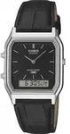 Casio Retro Uhr AQ-230EL-1AEF Herren Uhr Leder Armbanduhr - Schwarz