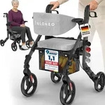 ELONEO 2in1 Rollstuhl Rollator faltbar und leicht mit Sitz, Outdoor Rollator