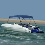 vidaXL 3-Bow Bimini Top Blau 183x140x137 cm - Wei&szlig;
