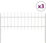 vidaXL Gartenzaun 3 pcs Wei&szlig; 5,1 x 0,6 m Pulverbeschichteter Stahl - Wei&szlig;