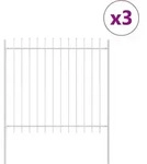 vidaXL Gartenzaun WOERDEN 3 stk. 5,1 x 1,5 m Pulverbeschichteter Stahl - Wei&szlig;