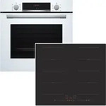 Herdset BOSCH Backofen Wei&szlig; 71 Liter 3D Hei&szlig;luft Hydrolyse autark