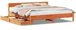 vidaXL Massivholzbett ohne Matratze Wachsbraun 180x200 Kiefernholz - Braun