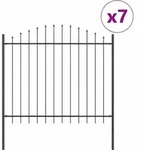 vidaXL Gartenzaun 7 pcs Grau 170 x 165 cm Pulverbeschichteter Stahl - Grau