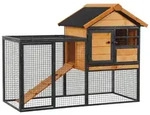 PawHut Kaninchenstall erh&ouml;htes Haus mit Abschlie&szlig;bare T&uuml;r Outdoor...