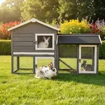 zooprinz Hasenstall Kaninchenstall Dream Grey | mit Auslauf | 146x86x50cm...