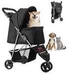 Hundewagen, Tragkraft 16 kg, faltbarer Tierbuggy, Katzenwagen mit 3 R&auml;dern, Netz -