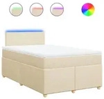 vidaXL Boxspringbett mit Matratze Creme 120x200 cm Stoff - Creme
