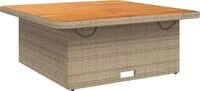 vidaXL Gartentisch Beige 110x110x71 cm Poly Rattan und Akazienholz